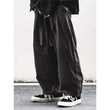 復古春秋款男女高個子垂感工裝褲