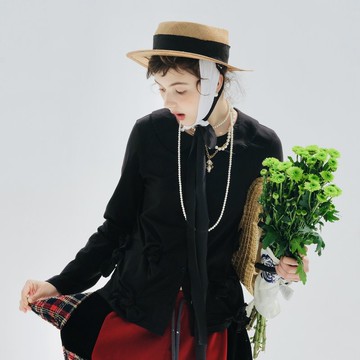 黑色蝴蝶結棉襯衫 / 外套