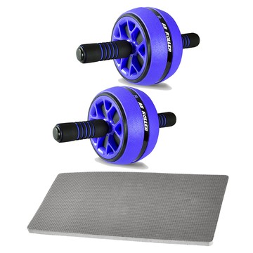LEADER X 進階核心訓練 靜音耐磨健腹輪 健腹器 滾輪 附跪墊 2個  藍色  LX01