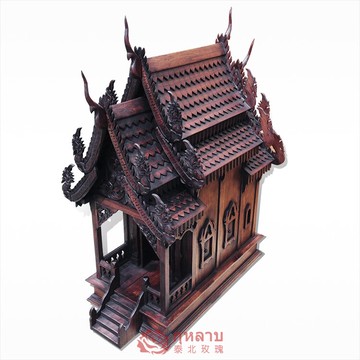 裝飾擺件特色工藝品泰國木雕建筑木屋東南亞創意家居飾品客廳擺設1入