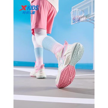 特步童鞋秋冬新款中大童女童時尚高幫籃球鞋兒童運動休閑防滑球鞋