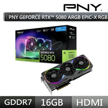 PNY GeForce RTX5080 ARGB EPIC-X RGB超頻三風扇 GPU VCG508016TFXXPB1-O顯示卡