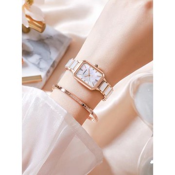 女式新款小方表陶瓷女士手表女款氣質防水輕奢小眾名牌生日禮物