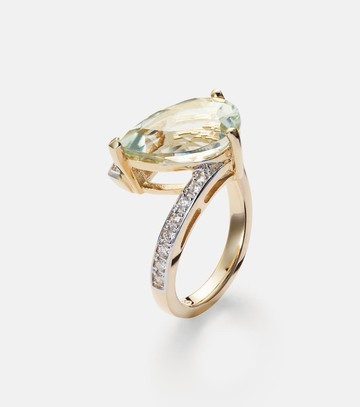 Mateo Slanted 14kt gold ring with amethyst and diamonds