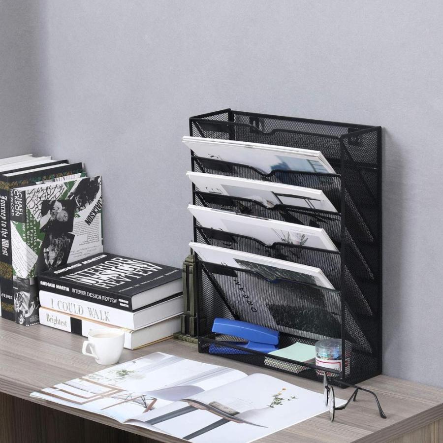 EasyPAG Wall File Organizer Mesh Tier Black Vertical Hanging File Folders