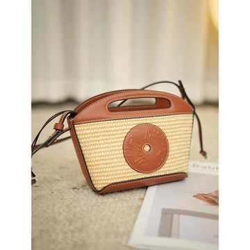 新款曲奇草編手提菜籃子包女高級感度假風斜挎水桶包MYTASTE同款