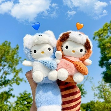kitty吊飾🎀 可愛卡通毛絨長尾小浣熊鑰匙扣掛件少女包包配飾學生情侶禮物 包包吊飾 包包掛件 玩偶掛飾 可愛吊飾 掛件