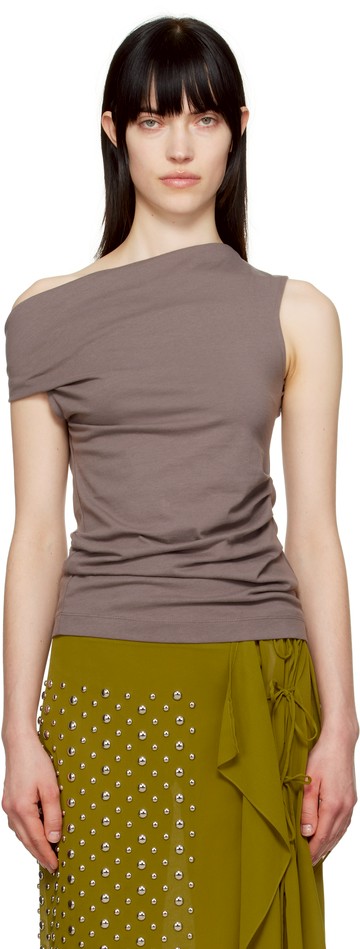 Dries Van Noten 灰色 Off-Shoulder Jersey 上装