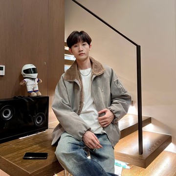 高級感灰色外套男秋冬新款簡約風休閒百搭上衣男