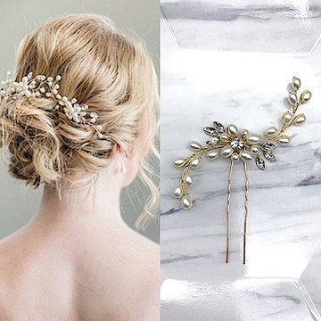 Hera 赫拉華麗水晶珍珠花婚紗髮簪頭飾