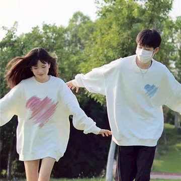 快速出貨 刷毛T恤  圓領T恤 暖暖刷毛 MIT台灣製【YS1186】刷毛圓領--藍粉水彩筆刷愛心．艾咪E舖