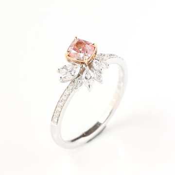 【雅紅珠寶】GIA-0.5ct-Francy Brown-Pink 粉棕方型彩鑽戒指