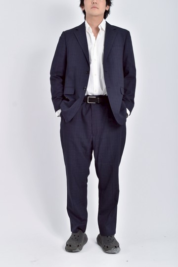 (4XL（含）以上) aih pou西裝男裝格紋藍色套裝