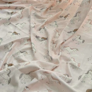 J’aime Bebe 嬰兒紗布透氣天絲床包 附收納袋  彩虹獨角獸  130 x 70 x 15cm