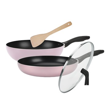 cook power 鍋寶 金鑽不沾鍋 30cm  玫瑰金  炒鍋 + 平底鍋 + 可立式鍋蓋 + 木鏟4件組  1組