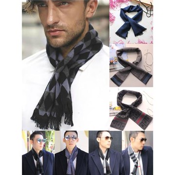 秋冬新男士小圍巾交叉短薄款輕薄小圍脖商務護頸擋衣領絲巾中老年