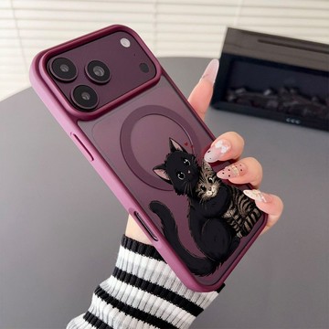擁抱貓咪 馬卡龍無綫磁吸充電 iphone 18 pro max 17 16 15 14 13 12 11 8p手機殼