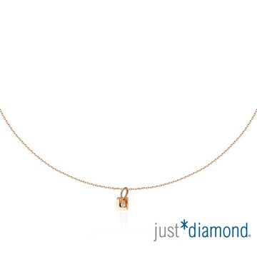 【Just Diamond】18K玫瑰金 立方單鑽 鑽石項鍊