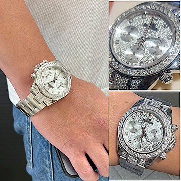 ROSDENTON 勞斯丹頓 公司貨 時尚頂級真鑽計時三眼機械錶-男錶(1689MBB-W)39mm