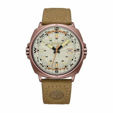 【Timberland】男錶 WILLISTON系列 LOGO系列皮帶-米/咖啡44mm(TDWGB2230802)