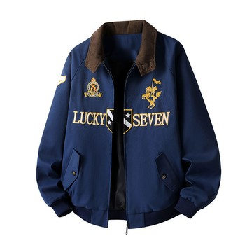 【HOT 本舖】男装美式高街復古刺繡哈靈頓基礎多巴胺色系夾克休閒潮流青春外套