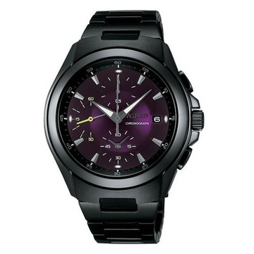 WIRED 時尚三眼計時腕錶-紫_黑(AF8Q19X)41mm