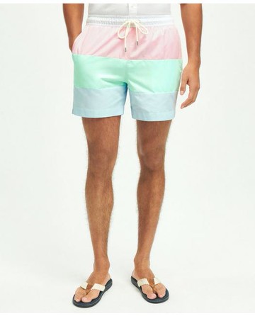Brooks Brothers Men's 5" Stretch Montauk Pastel Swim Trunks | Size 2XL