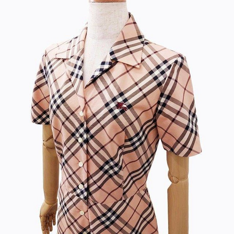 BURBERRYBLUE LABELワンピースノバチェックピンクベージュ