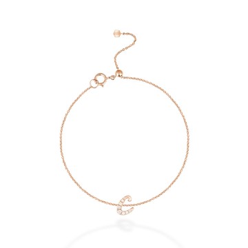 【mori】C字母鑽石手鍊 【14k玫瑰金】