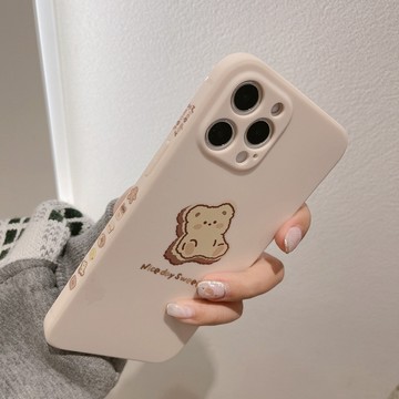 台灣出貨❤側邊卡通熊iPhone16蘋果XR手機殼15Pro max全包14/X適用8p/13磨砂