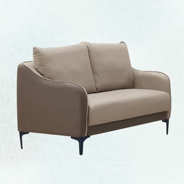 文創集 亞歷雙色耐磨皮革二人座沙發椅-125x73x75cm免組