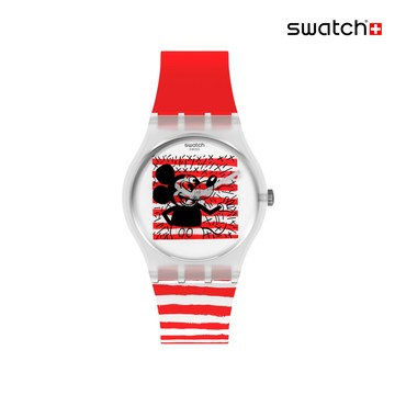 Swatch MOUSE MARINIÈRE 經典手錶/迪士尼/米奇 瑞士製造 GZ352 (34mm)【官方旗艦店】