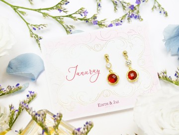 Edith & Jaz • 誕生石閃鑽系列 - 石榴石耳環 (一月)