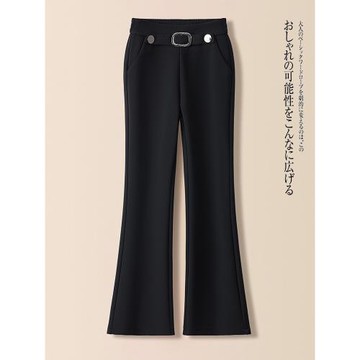 微喇褲女春秋2025新款松緊高腰黑色顯瘦女褲小個子九分休閑喇叭褲