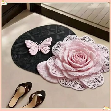 本土出貨✨軟式珪藻土地墊 玫瑰花朵造型吸水防滑腳踏墊 可彎折易擦拭 衛浴浴室地墊 入戶門墊 多尺寸 可開統編