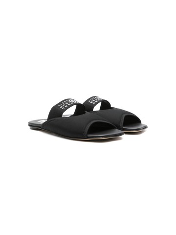 MM6 Maison Margiela Kids - numbers-motif slides - kids - Calf Leather/Fabric/Rubber/Calf Leather - 35 - Black