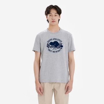 Roots男裝-HERITAGE BEAVER 短袖上衣 (灰色)