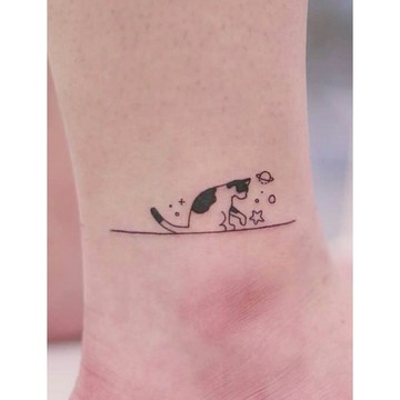 「貓咪玩星球」 紋身貼紙 微刺青 IG 小清新 小心機 卡通 紋身貼 小紅書同款 可愛 抖音同款 彩繪 創意 設計款