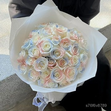扭扭棒花束 花束diy 生日禮物 居家擺飾 手工花束 人魚姬粉雪山玫瑰花束香皂花成品仿真鮮花錶白送女友閨蜜生日禮物