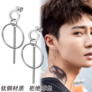 時尚鈦鋼圓環耳釘男士潮男單只耳環2020年新款潮高級感男生耳飾品