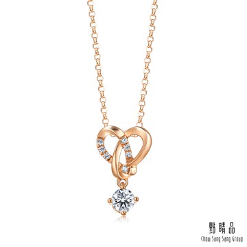 【點睛品】 PROMESSA 20分 同心結 18K玫瑰金鑽石項鍊