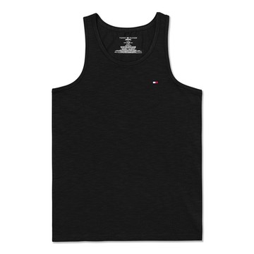 TOMMY 熱銷輕薄透氣刺繡Logo圖案背心-黑色