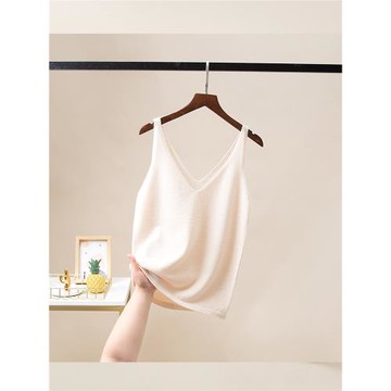 純色羊絨v領無袖背心吊帶打底衫內搭修身顯瘦羊毛小衫針織上衣女