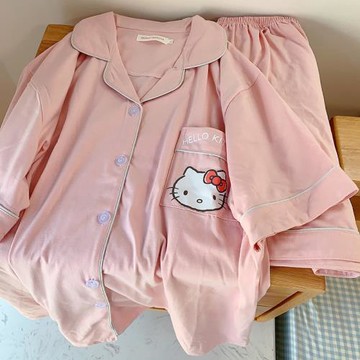 hellokitty睡衣女夏季純棉短袖短褲可愛學生家居服兩件套裝夏天