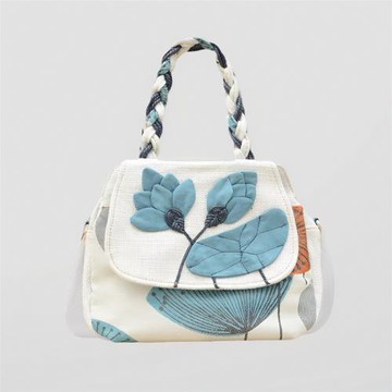 南瀟湘2023新款女士手提包單肩斜挎包棉麻帆布女包包原創簡約百搭