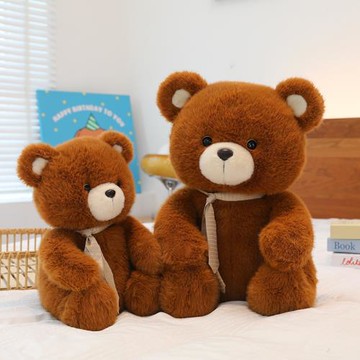 跨境新款領帶巴塞熊毛絨玩具抓機娃娃公仔兒童睡覺抱枕送女孩禮物