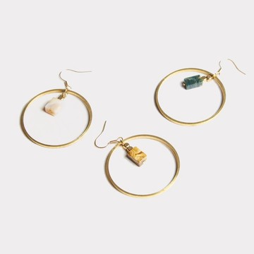 Circle ' Ocean stone earring - 海洋石大圈耳環