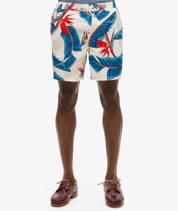 Superdry Men's Men's Recycled Hawaiian Print 17-inch Swim Shorts White / Optic Paradise - Size: M