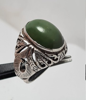 綠松石 復古珍藏綠色費羅扎古董寶石純銀戒指