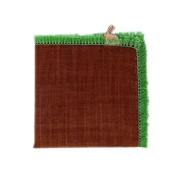 草叢兔子 棕色 手帕 41×41cm 100% 純棉 日本製造 禮物